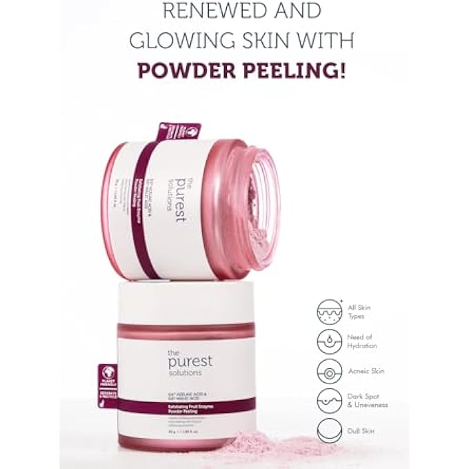 the purest solutions FRUIT ENZYME POWDER EXFOLIATOR & PEELING (0.6% AZELAIC ACID & 0.6% MALIC ACID) - BOOSTS REGENERATION CYCLE & TARGETS RADIANT SKIN - VEGAN | CRUELTY FREE | ECO FRIENDLY (55 GR) - Image 2